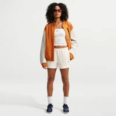 Nike Women's Studio Fleece Lightweight Mid-rise Shorts In White
