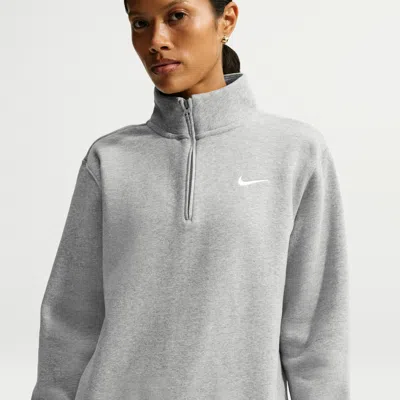 Nike Women's Studio Fleece Medium Weight 1/4-zip Top In Gray