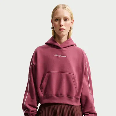 Nike Women's Studio Fleece Medium Weight Cropped Pullover Hoodie In Red