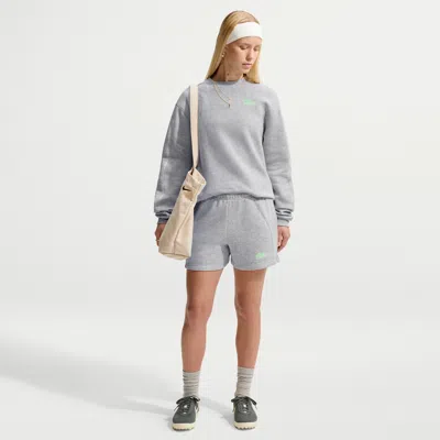 Nike Women's Studio Fleece Medium Weight "graphic Pack" Mid-rise " Women's Athletic Department" Shorts In Gray