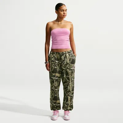Nike Women's Studio Fleece Medium Weight High-rise Oversized Cuffed Pants In Green