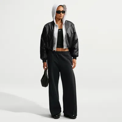 Nike Women's Studio Fleece Medium Weight Loose Pleated Snap Pants In Black