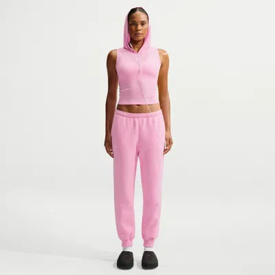 Nike Women's Studio Fleece Medium Weight Mid-rise Jogger Pants In Pink