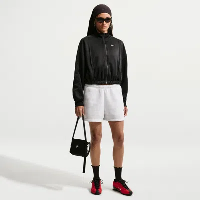 Nike Women's Studio Fleece Medium Weight Mid-rise Shorts In Black