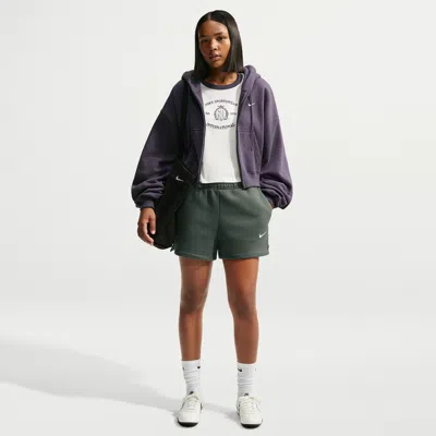 Nike Women's Studio Fleece Medium Weight Mid-rise Shorts In Blue