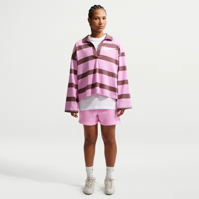 Nike Women's Studio Fleece Medium Weight Mid-rise Shorts In Pink