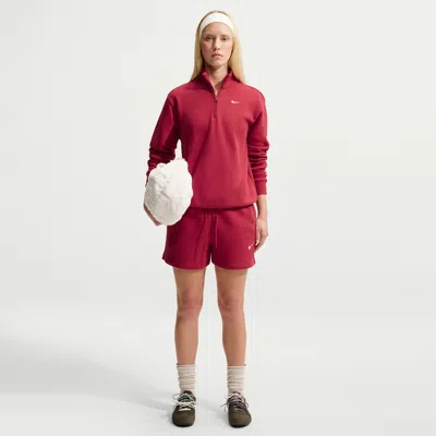 Nike Women's Studio Fleece Medium Weight Mid-rise Shorts In Red
