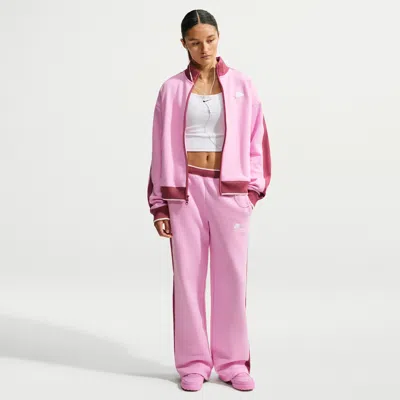 Nike Women's Studio Fleece Medium Weight Mid-rise Track Pants In Pink