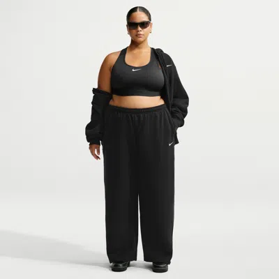 Nike Women's Studio Fleece Medium Weight Mid-rise Wide-leg Pants In Black