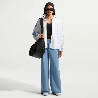 Nike Women's Studio Fleece Medium Weight Mid-rise Wide-leg Pants In Blue