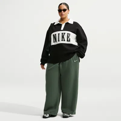 Nike Women's Studio Fleece Medium Weight Mid-rise Wide-leg Pants In Green