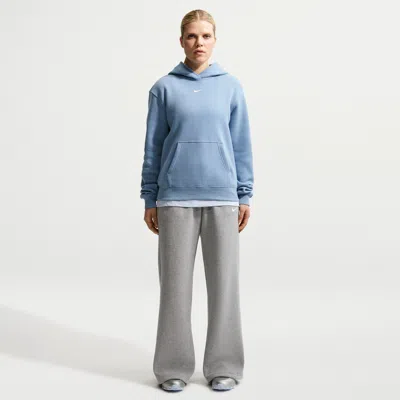 Nike Women's Studio Fleece Medium Weight Mid-rise Wide-leg Pants In Gray