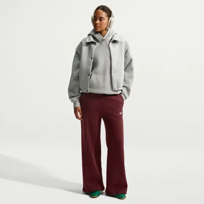 Nike Women's Studio Fleece Medium Weight Mid-rise Wide-leg Pants In Purple