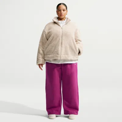 Nike Women's Studio Fleece Medium Weight Mid-rise Wide-leg Pants In Purple
