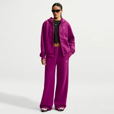 Nike Women's Studio Fleece Medium Weight Mid-rise Wide-leg Pants In Red