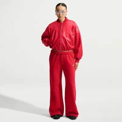 Nike Women's Studio Fleece Medium Weight Mid-rise Wide-leg Pants In Red
