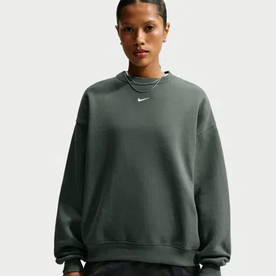 Nike Women's Studio Fleece Medium Weight Oversized Crew-neck Sweatshirt In Green