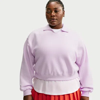 Nike Women's Studio Fleece Medium Weight Oversized Cropped Polo In Transparent
