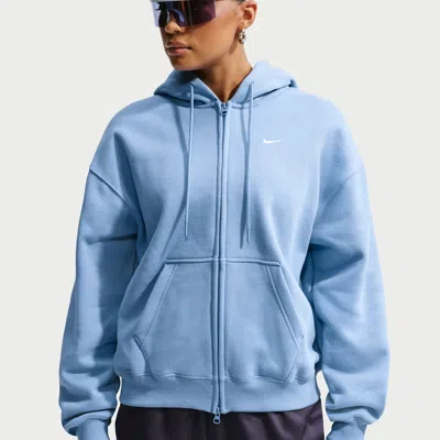 Nike Women's Studio Fleece Medium Weight Oversized Full-zip Hoodie In Blue