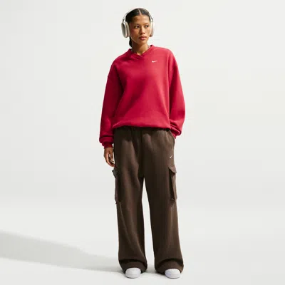 Nike Women's Studio Fleece Medium Weight Oversized High-rise Cargo Pants In Brown