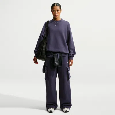 Nike Women's Studio Fleece Medium Weight Oversized High-rise Cargo Pants In Purple