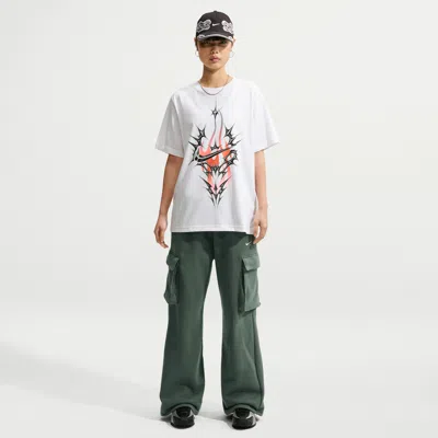 Nike Women's Studio Fleece Medium Weight Oversized High-rise Cargo Pants In White