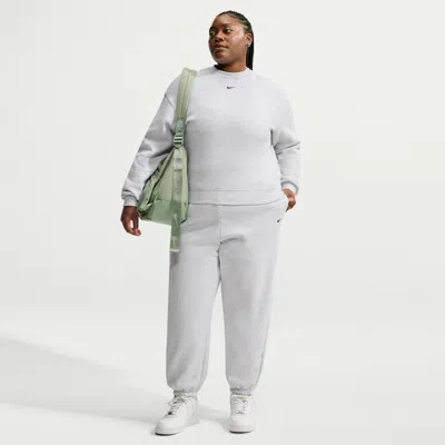 Nike Women's Studio Fleece Medium Weight Oversized High-rise Cuffed Pants In White