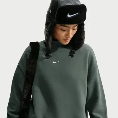Nike Women's Studio Fleece Medium Weight Oversized Mock-neck Sweatshirt In Green