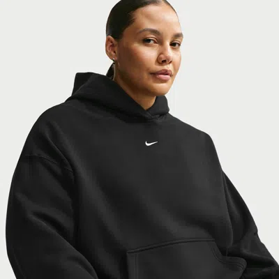 Nike Women's Studio Fleece Medium Weight Oversized Pullover Hoodie In Black