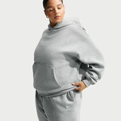 Nike Women's Studio Fleece Medium Weight Oversized Pullover Hoodie In Gray