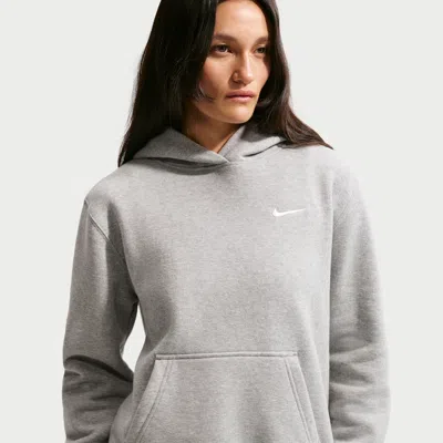 Nike Women's Studio Fleece Medium Weight Pullover Hoodie In Gray