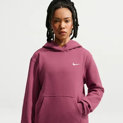 Nike Women's Studio Fleece Medium Weight Pullover Hoodie In Red
