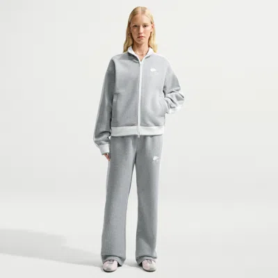 Nike Women's Studio Fleece Medium Weight " Women's Run Club" Mid-rise Track Pants In Gray