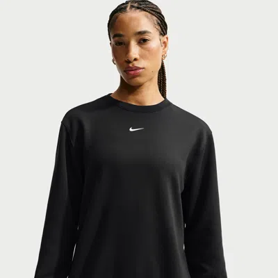 Nike Women's Studio Fleece Sport Dri-fit Crew-neck Sweatshirt In Black