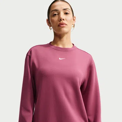 Nike Women's Studio Fleece Sport Dri-fit Crew-neck Sweatshirt In Red