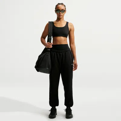 Nike Women's Studio Fleece Sport Dri-fit Mid-rise Pants In Black