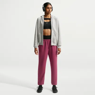 Nike Women's Studio Fleece Sport Dri-fit Mid-rise Pants In Gray