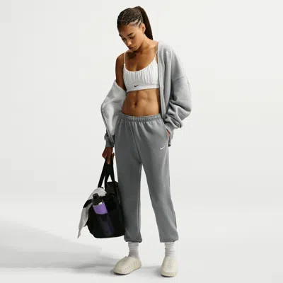 Nike Women's Studio Fleece Sport Dri-fit Mid-rise Pants In Grey