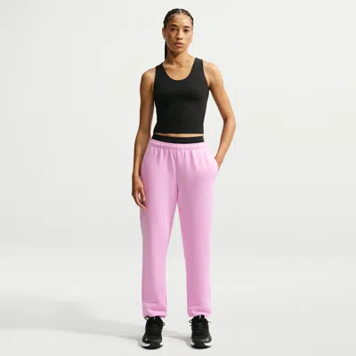 Nike Women's Studio Fleece Sport Dri-fit Mid-rise Pants In Pink