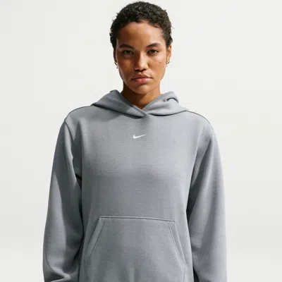 Nike Women's Studio Fleece Sport Dri-fit Pullover Hoodie In Gray