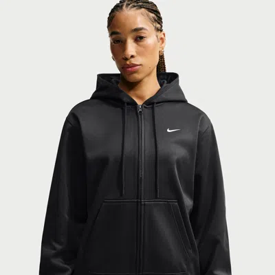 Nike Women's Studio Fleece Sport Therma-fit Full-zip Hoodie In Black