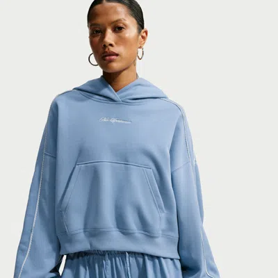 Nike Women's Studio Fleece Weight Cropped Pullover Hoodie In Burgundy
