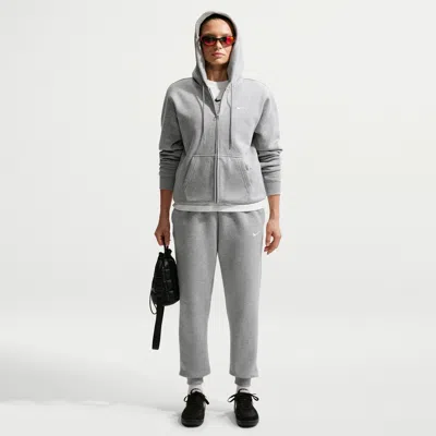 Nike Women's Studio Fleece Weight Mid-rise Jogger Pants In Gray