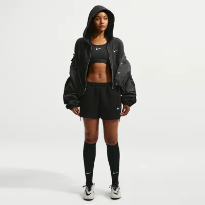 Nike Women's Studio Fleece Weight Mid-rise Shorts In Black