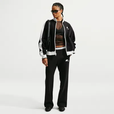 Nike Women's Studio Fleece Weight Mid-rise Track Pants In Black