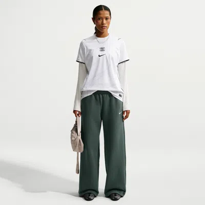 Nike Women's Studio Fleece Weight Mid-rise Wide-leg Pants In Green