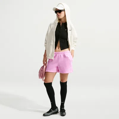Nike Women's Studio Fleece Weight Mid-rise " Women's Athletic Department" Shorts In Pink