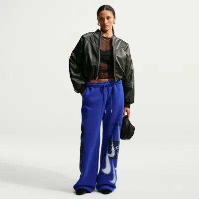 Nike Women's Studio Fleece Weight Oversized High-rise Straight-leg Graphic Pants In Multi
