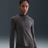 Nike Women's Swift Dri-fit Uv 1/4-zip Running Top In Gray