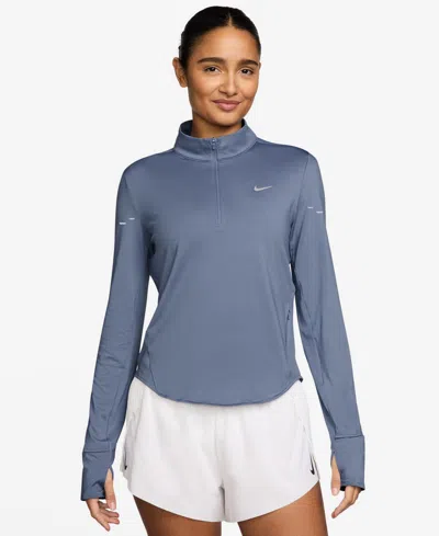 Nike Women's Swift Dri-fit Uv 1/4-zip Running Top In Blue